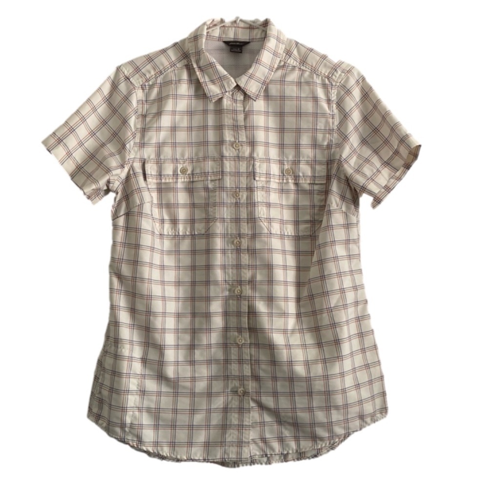 Ladies Eddie Bauer lightweight summer button up short sleeve top size S
